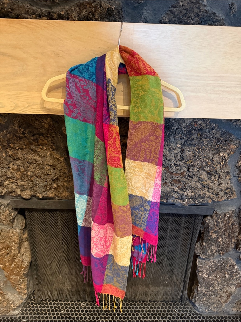 Multicolor Patchwork Paisley Scarf by